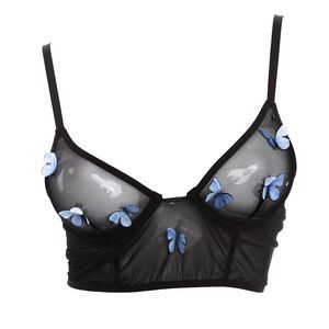 Mesh bralette with butterflies